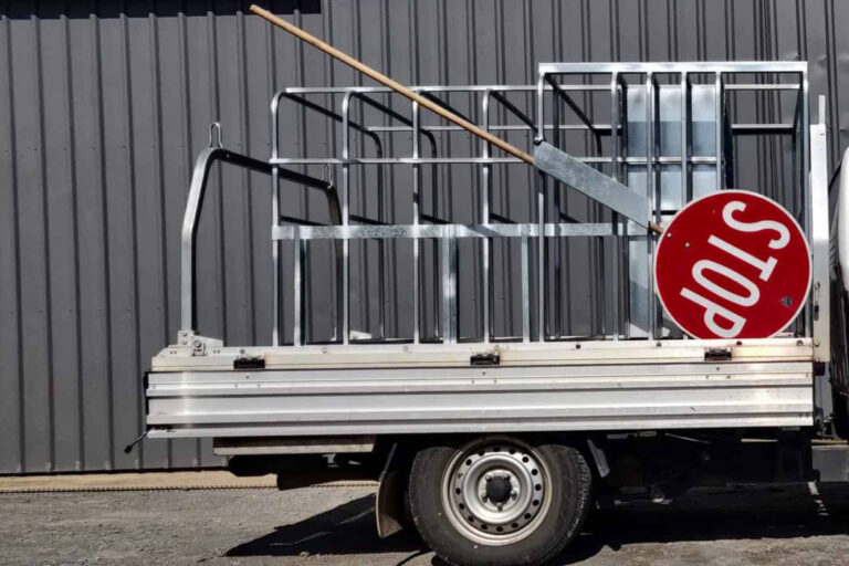Photo of one side of a Multi-Message Traffic Rack. The larger of our traffic racks.