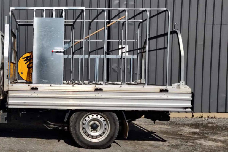 Photo of one side of a Multi-Message Traffic Rack with the door closed. The larger of our traffic racks.